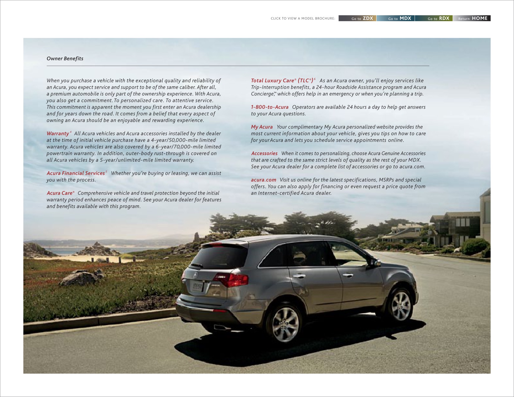 2012 Acura ZDX MDX RDX Brochure Page 11
